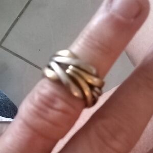 Christofle Twisted Multi-Band Ring in Mixed Metallics
